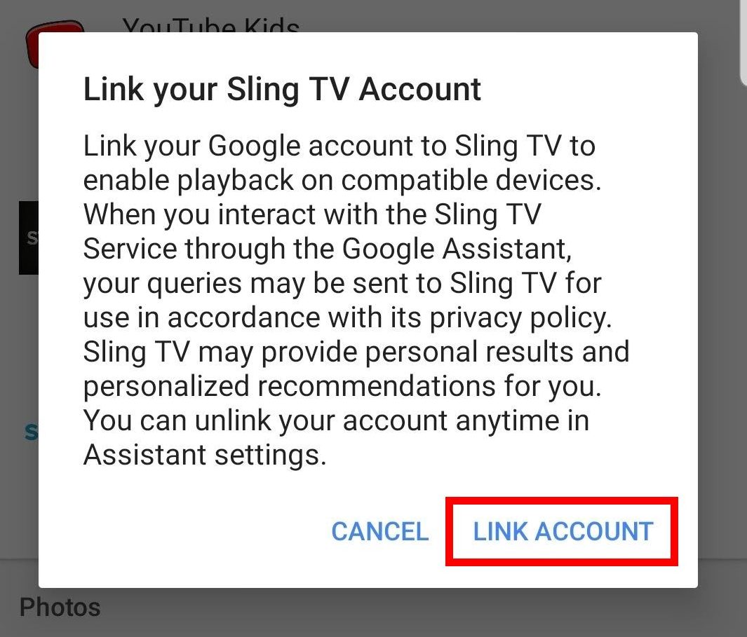 Link your Sling TV Account Agreement